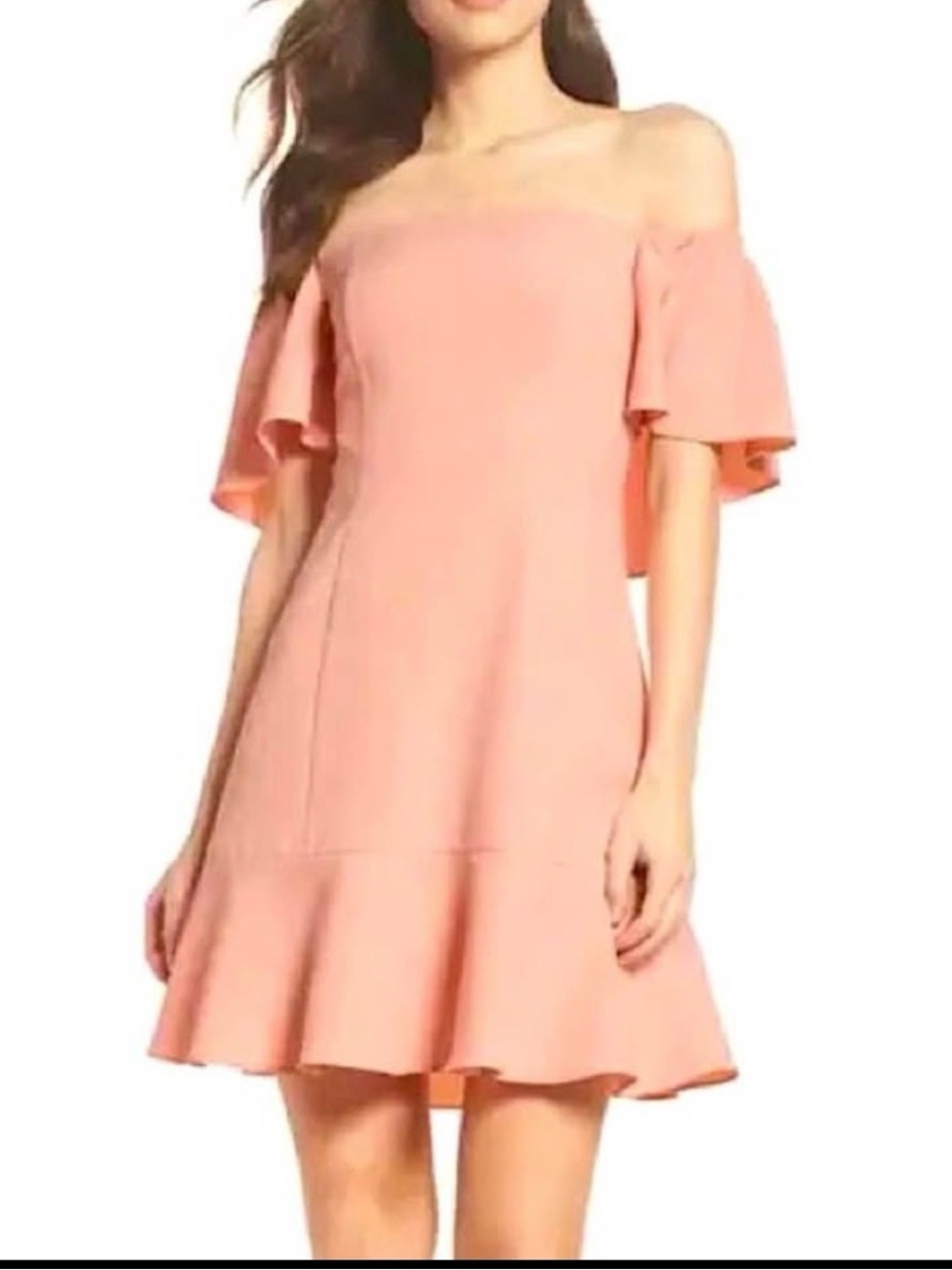 NWT 14W Vince Camuto Off-the-Shoulder Ruffle Dress Blush Pink